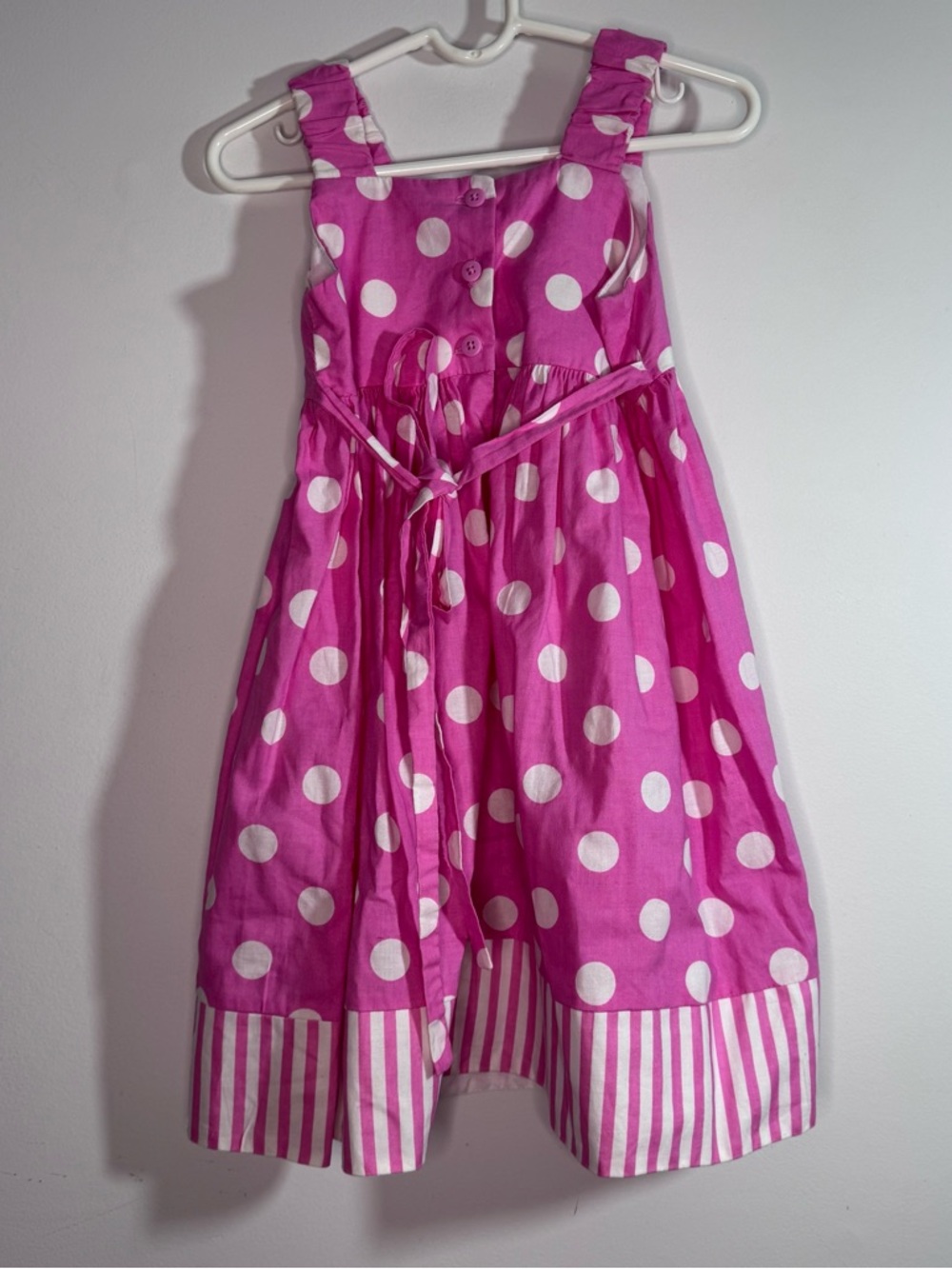 Sophie Rose Pink Polka Dot Dress Girls Size 4 Flower Accent - Picture 2 of 8